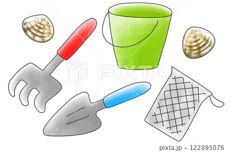 ゆるめシンプル潮干狩りセット　アナログ風 122895076