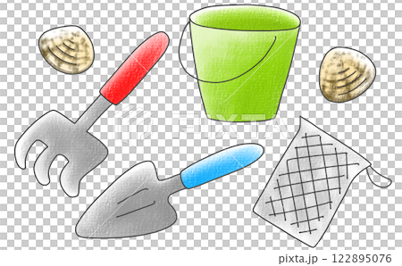 ゆるめシンプル潮干狩りセット　アナログ風 122895076