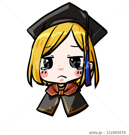 卒業式で学位帽をかぶる涙目の女性 122895078