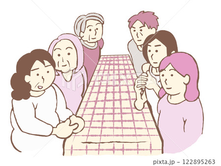 精神科デイケア 統合失調症やうつ病、人格障害などの患者によるミーティングのイラスト 精神科デイケア 統合失調症やうつ病、人格障害などの患者によるミーティングのイラスト 122895263