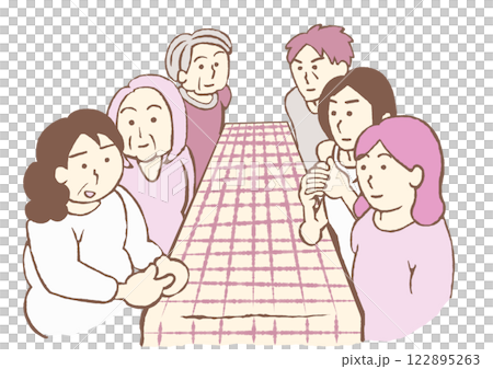 精神科デイケア 統合失調症やうつ病、人格障害などの患者によるミーティングのイラスト 精神科デイケア 統合失調症やうつ病、人格障害などの患者によるミーティングのイラスト 122895263