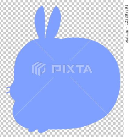 一隻靜靜坐著的兔子的輪廓(藍色) 一隻靜靜坐著的兔子的輪廓(藍色) 122895291