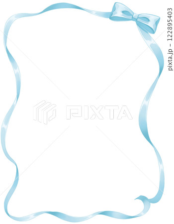 水色のリボンのフレーム 122895403