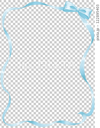 水色のリボンのフレーム 122895403