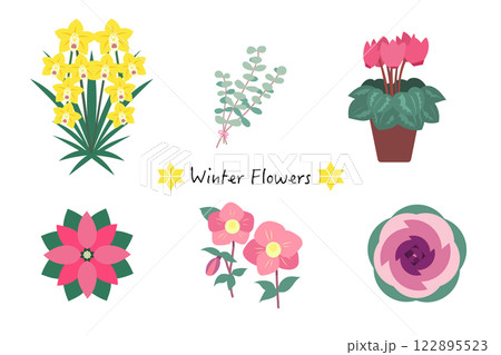 冬の花のイラストセット 冬の花のイラストセット 122895523