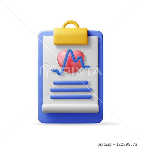 3d clipboard with medical check up sheet. 122895572