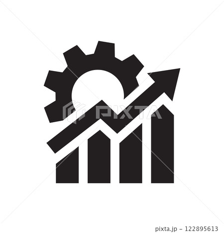 Analytics icon. Vector illustration. Symbols of business development and optimization. Analytics icon. Vector illustration. Symbols of business development and optimization. 122895613