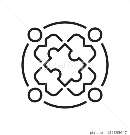 Teamwork icon. Symbol of problem solving and workflow. Vector illustration. Teamwork icon. Symbol of problem solving and workflow. Vector illustration. 122895647
