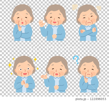 高齢女性　表情ポーズ　シニア　高齢者　後期高齢者 122896053