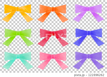 Colorful ribbon illustration material set watercolor Colorful ribbon illustration material set watercolor 122896262