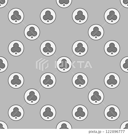 Clubs Card Suit in Circle vector colored seamless pattern or background 122896777