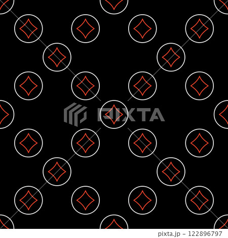 Diamonds Playing Card Suit in Circle vector outlne seamless pattern Diamonds Playing Card Suit in Circle vector outlne seamless pattern 122896797