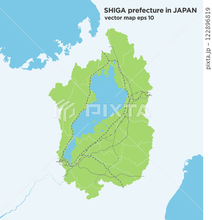 日本の滋賀県のシンプルな緑色のロードマップ 122896819