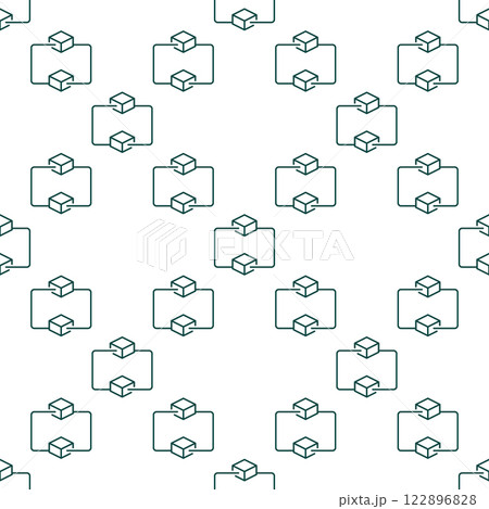 Blockchain Technology linear vector seamless pattern. Two connected blocks background 122896828