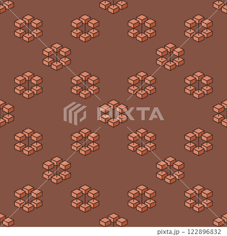 Block-Chain vector blue seamless pattern - Blockchain Technology abstract modern background 122896832