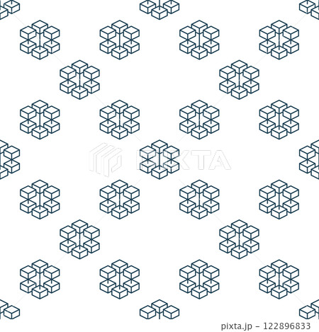 Block Chain vector thin line seamless pattern. Cryptocurrency Blockchain Technology abstract background 122896833