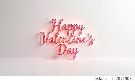 Valentine's Day sign with glowing pink letters celebrating love and affection in a stylish decor setting Valentine's Day sign with glowing pink letters celebrating love and affection in a stylish decor setting 122896907