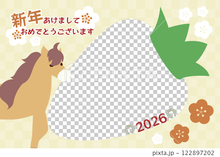 2026年馬年馬年相框新年賀卡明信片素材 122897202