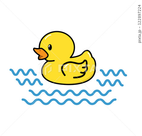 Cute yellow rubber duck with wave Cute yellow rubber duck with wave 122897224