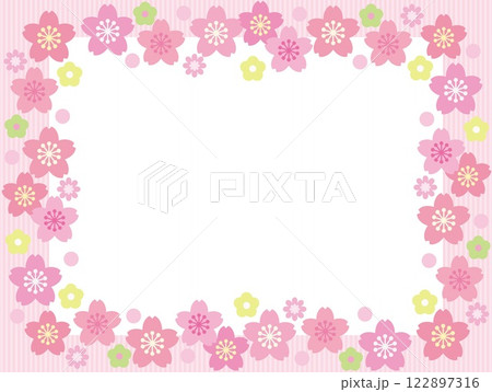 桜の花 フレーム ホワイトスペース ストライプ 桜の花 フレーム ホワイトスペース ストライプ 122897316