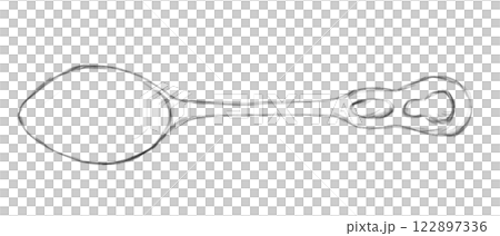 Black and White Illustration with Ornate Spoon, Sketch Clip Art for Print, Fabric, Web and Textile 122897336
