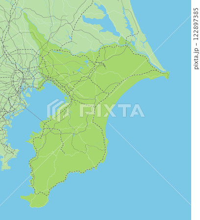 日本の千葉県と隣接する都道府県を含む、緑色のシンプルなロードマップ 122897385