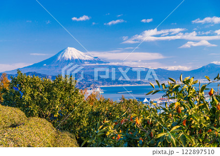 【静岡県】日本平から眺める清水の街並みと富士山 【静岡県】日本平から眺める清水の街並みと富士山 122897510