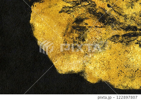 黒色の和紙に金色の抽象模様が描かれた高級感ある背景素材 黒色の和紙に金色の抽象模様が描かれた高級感ある背景素材 122897807