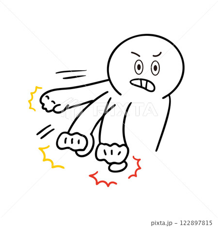 連打のパンチをしている棒人間 122897815