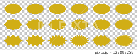 なみなみの楕円のベクターイラスト素材　18種類セット　背景透過 122898259