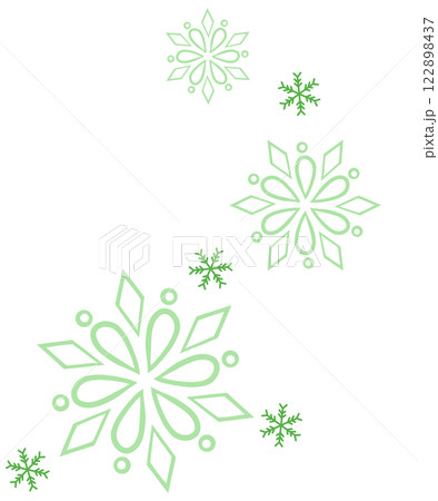 黄緑色の花のようなな雪の結晶のイラスト 122898437