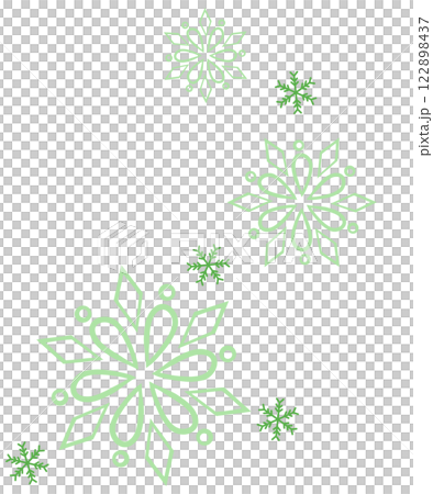 黄緑色の花のようなな雪の結晶のイラスト 122898437