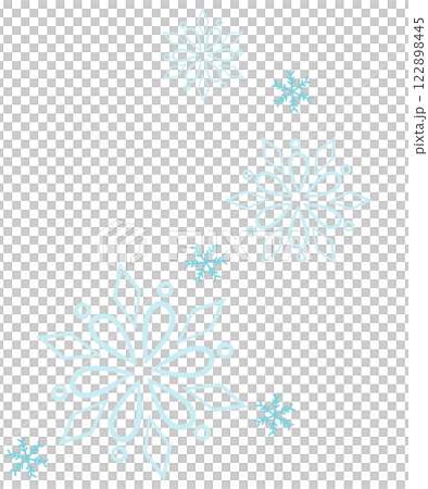 Illustration of light blue flower-like snowflakes 122898445