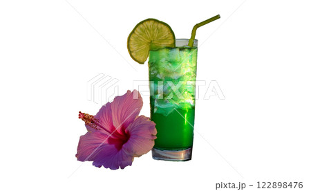 真夏、南国をイメージした冷たいドリンクとハイビスカス 真夏、南国をイメージした冷たいドリンクとハイビスカス 122898476