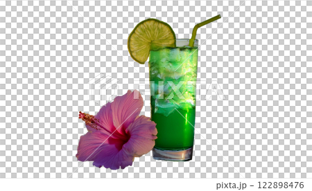 真夏、南国をイメージした冷たいドリンクとハイビスカス 真夏、南国をイメージした冷たいドリンクとハイビスカス 122898476