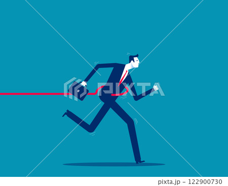 A businessman forced back by a hook. Business with holding you back flat vector style 122900730
