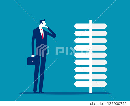 A businessman having to make decisions. Business choices vector flat style 122900732