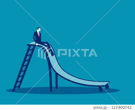 A businessman getting ready to slide. Business vector flat style A businessman getting ready to slide. Business vector flat style 122900742