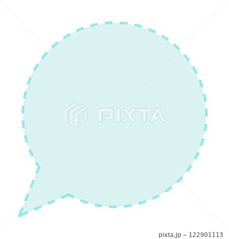 シンプルな破線の丸いフキダシ（水色） 122901113