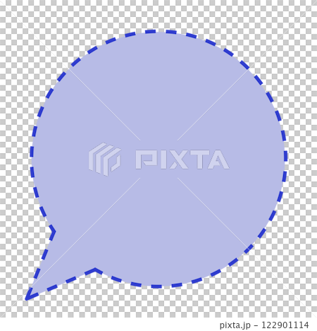 簡單虛線圓形對話泡泡（藍色） 122901114