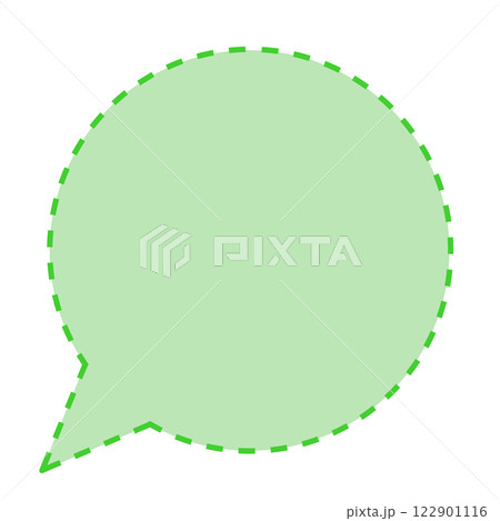 シンプルな破線の丸いフキダシ（緑） 122901116