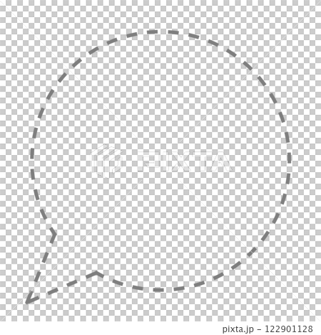 シンプルな破線の丸いフキダシ(線画のみ・グレー) シンプルな破線の丸いフキダシ(線画のみ・グレー) 122901128