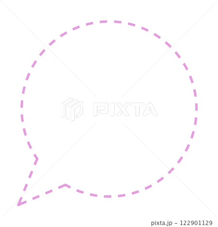 シンプルな破線の丸いフキダシ（線画のみ・ピンク） 122901129