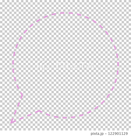 シンプルな破線の丸いフキダシ（線画のみ・ピンク） 122901129