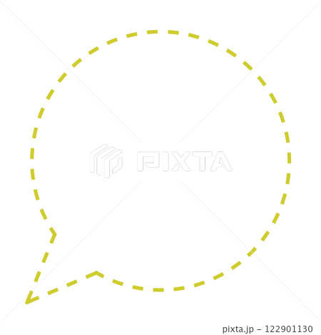 シンプルな破線の丸いフキダシ（線画のみ・黄色） 122901130