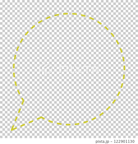 シンプルな破線の丸いフキダシ（線画のみ・黄色） 122901130