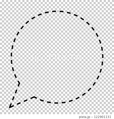 簡單虛線圓形對話泡泡（僅線條圖，黑色） 122901131