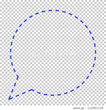 シンプルな破線の丸いフキダシ(線画のみ・青) シンプルな破線の丸いフキダシ(線画のみ・青) 122901134