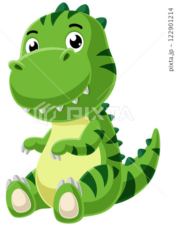 Baby tyrannosaurus cartoon sitting on white background 122901214