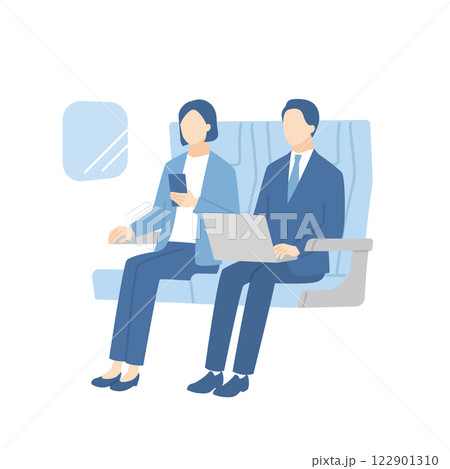 電車や飛行機の座席に座っているビジネスパーソン 122901310